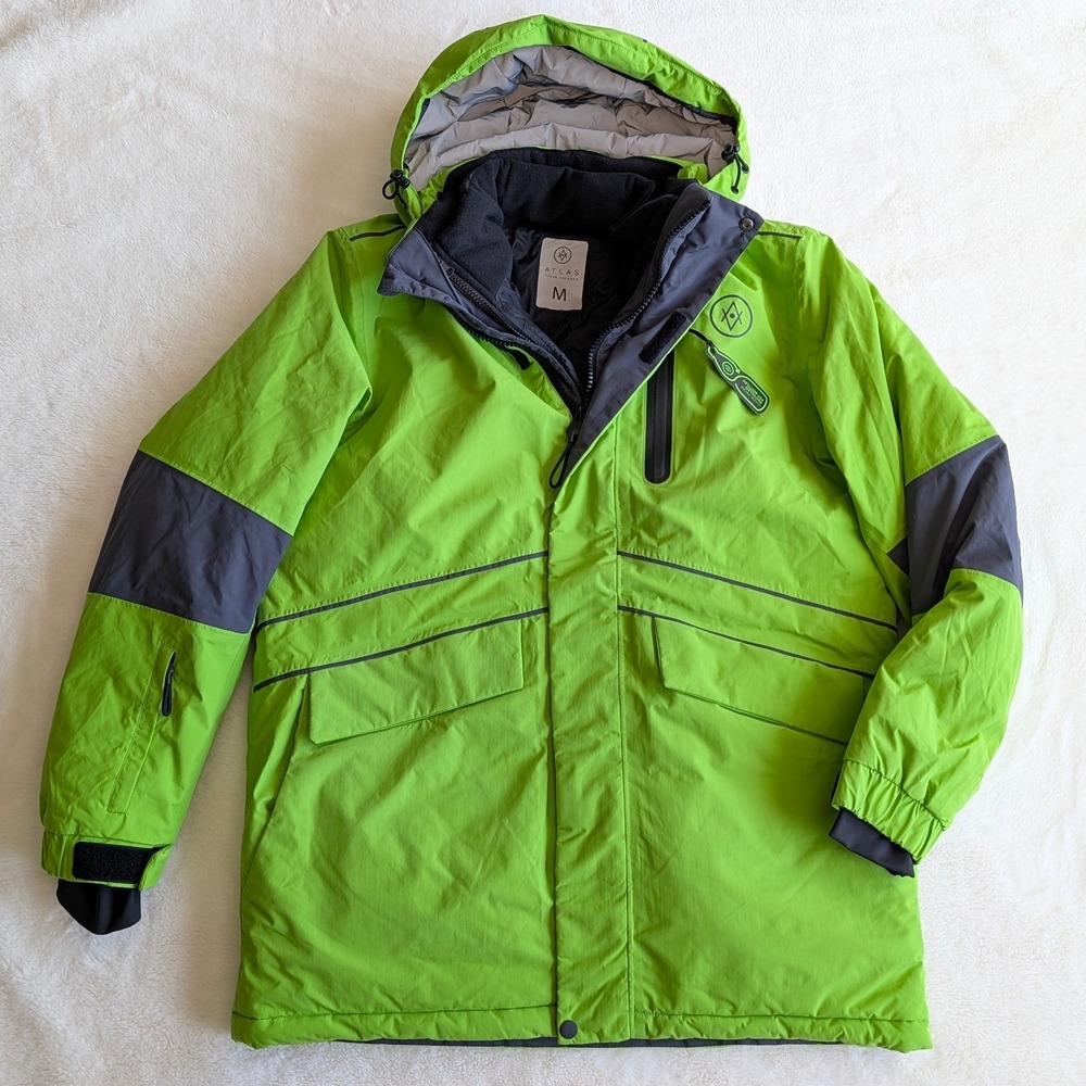 Atlas Ocean Voyages Mens Green Recycled Expedition Parka Hooded Jacket M NEW